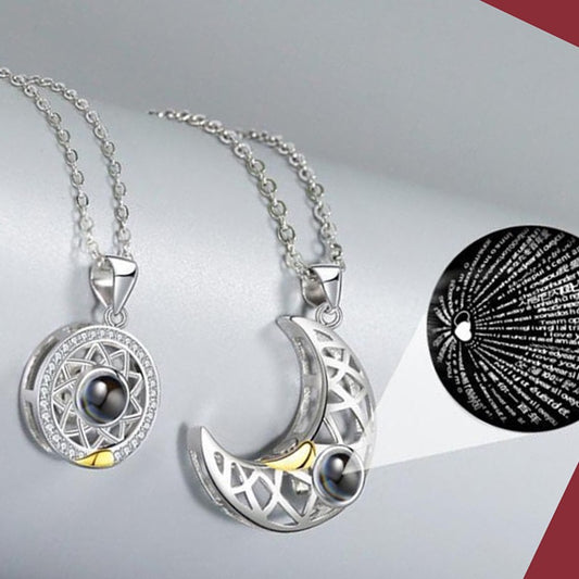 Collar Sol y Luna con Proyector “Te Amo” en 100 Idiomas